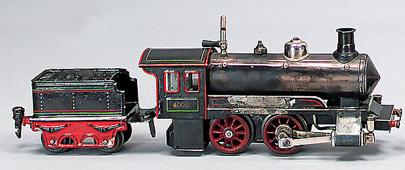 Historisches Modell einer Dampfeisenbahn mit Schlepptender von Märklin 