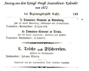Preuss. Staatsdienstkalender Auszug von 1872