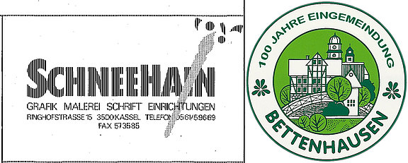 Werbung und Bettenhausen-Logo des Ateliers B. Schneehain 