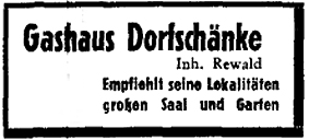 Anzeige Gasthaus Dorfschänke Kurhessische Landeszeitung 1935 