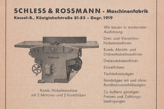 Anzeige Schless & Rossmann 