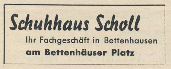 Anzeige Schuhaus Scholl aus Heimatblatt 1952 