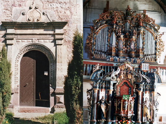 Eingang und Altar mit Orgel der Kirche Zum Heiligen Kreuz in Bettenhausen 