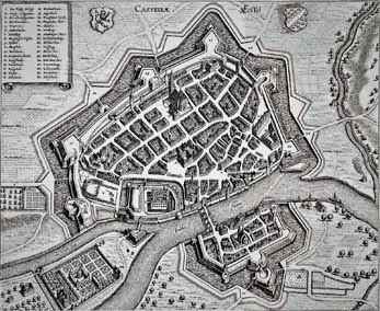 Kassel Karte mit Festungsbauwerk 1646 von Merian 