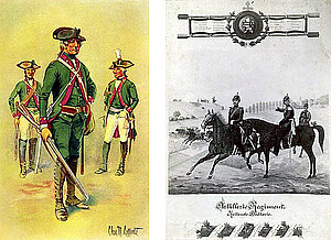 Auf dem Forst uebten Hess. Jaeger und Hess. Artillerie