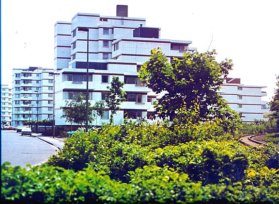 Blick auf die Wohnblocks der Heinrich-Steul-Straße 