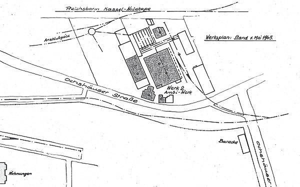 Plan Gelände des Ambi-Werks vor 1945