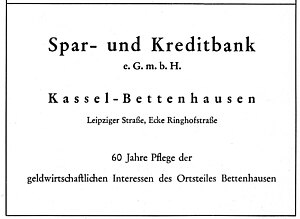 Anzeige der Spar- und Kreditbank aus 1957