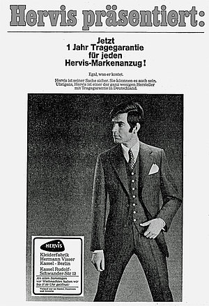 Hervis Werbung in der Lokalzeitung 1969