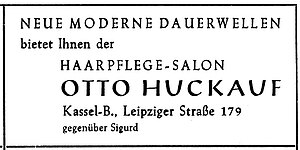 Werbung des Salon Huckauf, 1956