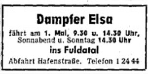 Anzeigen HNA Dampfer Elsa