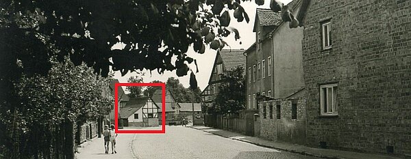 Blick aus der Nürnberger Straße auf die Schmiede Bergmann / Döring, 1926