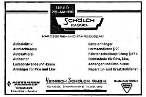 Werbung der Fa. Karosseriebau Schölch in der HNA von 1981