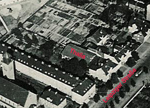 Luftbild von Kunigundishof und Gaststätte Nadler später Thalia Kino