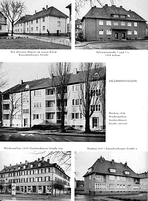 Verschiedene Wohnhaeuser der Siedlung Salzmannshausen, 1960