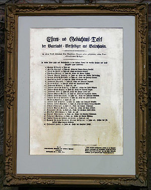 Ehrentafel in Schmuckrahmen aus 1814