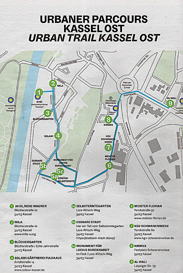Grafik vom urbanen Parcours in Kassel Ost, 2022