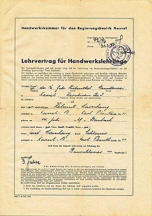 Lehrvertrag Helmut Marschang