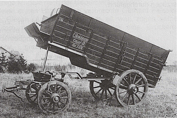 Pferdewagen mit Hinterkipper, ca. 1920, Aufschrift C. Brückmann, Cassel-B.