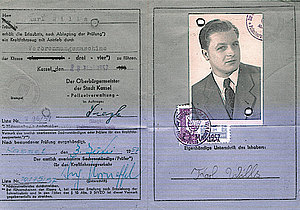 Führerschein mit Passbild von Karl Wills 1957, wegen der Farbe Grauer Lappen genannt
