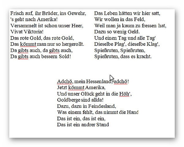 Lied der Soldaten, die nach Amerika verschifft wurden