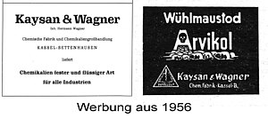 Werbung der Fa. Kaysan und Wagner fuer Avikol, 1956