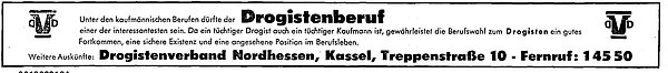 Werbung für den Beruf des Drogisten 1963