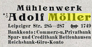 Eintrag des Mühlenwerks A. Möller im Adressbuch von 1936