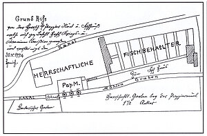 Lageplan der Papiermühle am Mühlengraben von 1774