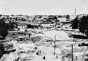 Zerstörte Unterneustadt 1945, Trümmer und Baracken