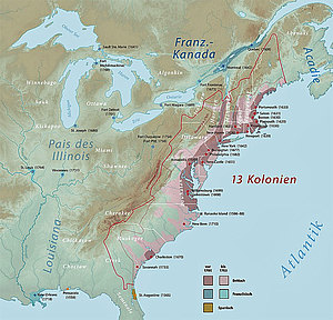 Die 13 Kolonien in Amerika zw. 1700 und 1763