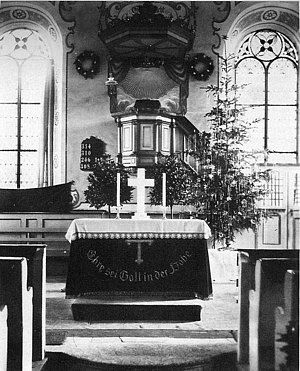 Altar und Kanzel der Marienkirche 1944