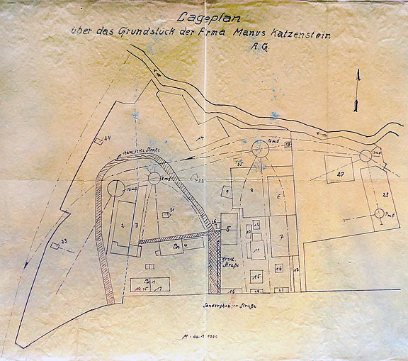 Lageplan Fa. Katzenstein, Sandershäuser Str. 17 in 1925 