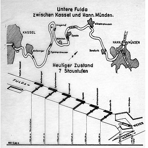 Plan der Fuldakanalisierung von 1920