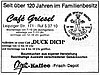 Werbubg fuer das Cafe Griesel bekannt als Cafe Duck Dich