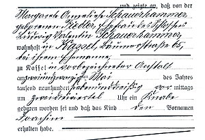 Geburtsurkunde Joachim Schauerhammer