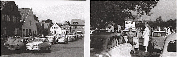 Viele Goggomobile auf dem Marktplatz und auf einem Feld in Verden an der Aller, Deutschland Treffen 1958 