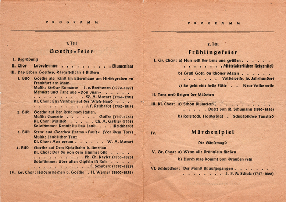 Programm der Abendveranstaltung der Bürgerschule 26 im T.d.O. 1949 
