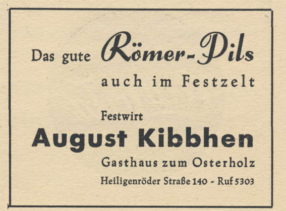 Anzeige Zum Osterholz 1955 