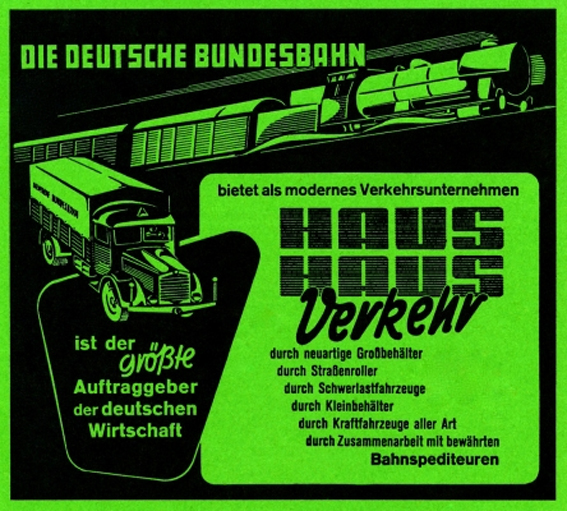 Bahnwerbung 1957 Haus zu Haus Verkehr 