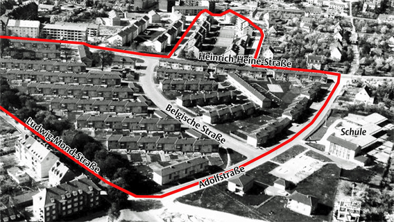 Luftbild der Belgischen Siedlung Kassel 