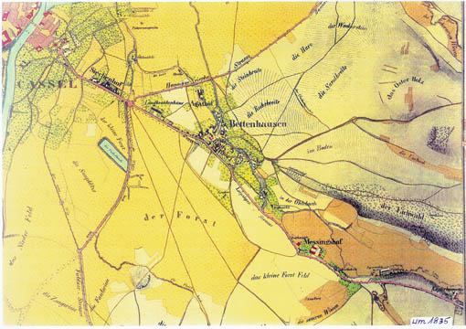 Karte von Bettenhausen um 1835 