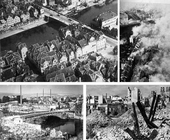 Bilder vor und nach der Zerstörung Kassels 1943 
