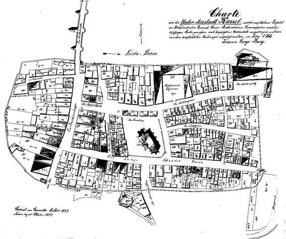 Stadtplan der Unterneustadt um 1766 zur Erfassung der Kontribution 