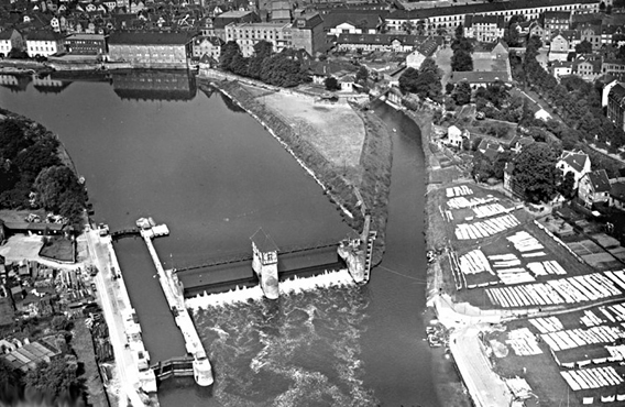 Finkenherd Schleuse, Luftbild 1928 Junkers 