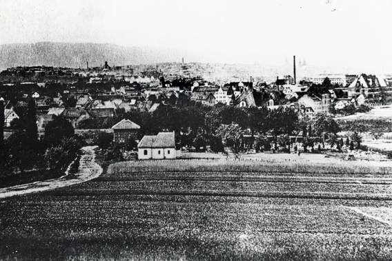 Friedhof am Fasanenweg mit Blick auf Bettenhausen, 1910 