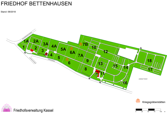 Übersicht Friedhof Bettenhausen mit Abteilungen 