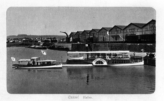 Ansichtskarte von 1895 als Werbung für den Casseler Hafen 