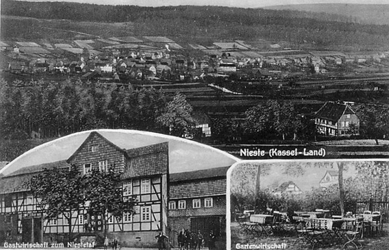 AK Nieste mit dem Gasthaus Zum Niestetal, 1940 