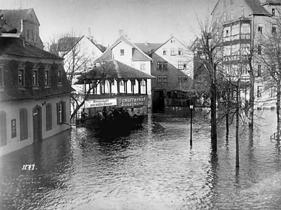Gastwirtschaft Zum Wilden Wasser beim Hochwasser 1925 